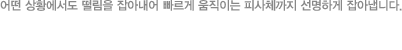 어떤 상황에서도 떨림을 잡아내어 빠르게 움직이는 피사체까지 선명하게 잡아냅니다.